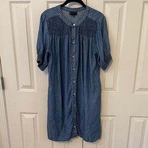 Bobeau Denim Blue Smocked Midi Dress